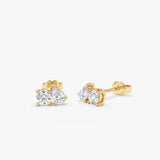 0.80 ctw 14K Gold Pear and Round Lab Grown Diamond Toi et Moi Stud Earrings 14k Gold Ferko's Fine Jewelry