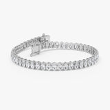10.20 ctw 14K Gold Oval Lab Grown Diamond Tennis Bracelet - 14k White Gold