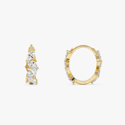 14K Gold Marquise Lab Grown Diamond Huggie Hoop (Single) Ferko's Fine Jewelry