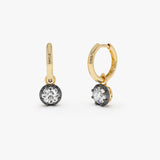 14K Gold Round Lab Grown Diamond Georgian Style Huggie Earrings - 1.55 ctw 14k Gold Ferko's Fine Jewelry
