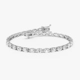 6.45 ctw 14K Gold Oval Lab Grown Diamond Tennis Bracelet - 14k White Gold