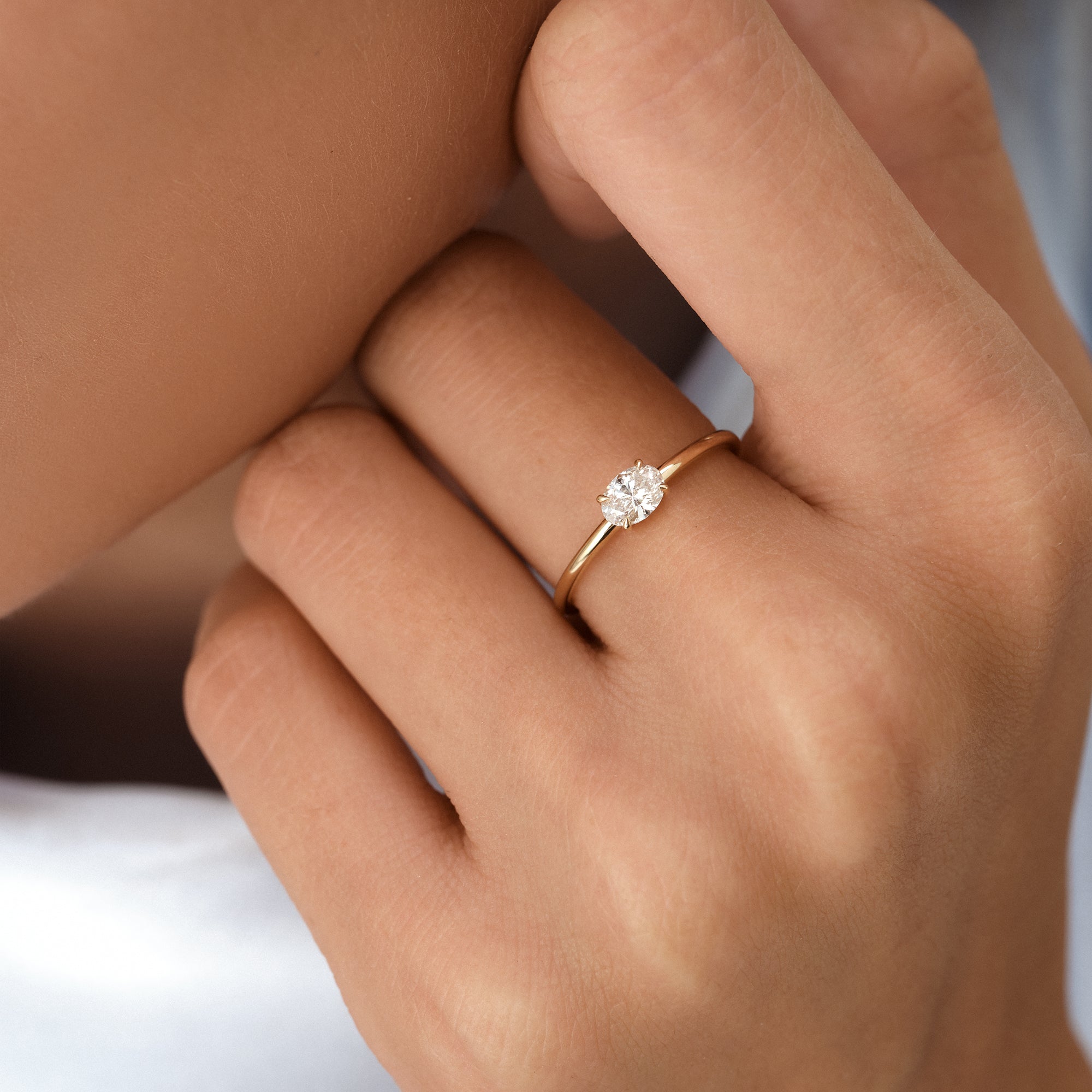 0.30 ctw 14K Gold Oval Lab Grown Diamond Solitaire Ring Ferko's Fine Jewelry