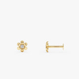 0.02 ctw 14K Gold Flower Lab Grown Diamond Internally Threaded Piercing 14k Gold Ferko's Fine Jewelry