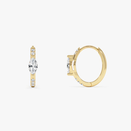 14K Gold Marquise Lab Grown Diamond Huggie Earring Ferko's Fine Jewelry