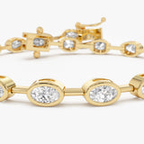 3.75 ctw 14K Gold Oval Lab Grown Diamond Bezel Tennis Bracelet - 14k Gold, view 3