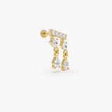 0.3 ctw 14K Gold Pear Lab Grown Diamond Dangle Bar Stud Earring - 14k Gold, view 2