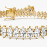 10.20 ctw 14K Gold Marquise Lab Grown Diamond Tennis Bracelet - 14k Gold, view 3