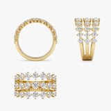 1.70 ctw 14K Gold Round Lab Grown Diamond Three Row Wide Band Ring Ferko's Fine Jewelry