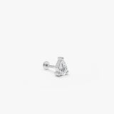 14K Gold Pear Shape Lab Grown Diamond Flat Back Piercing 14k White Gold Ferko's Fine Jewelry