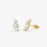 14K Double Marquise Lab Grown Diamond Cluster Studs - 0.80 ctw 14k Gold Ferkos Fine Jewelry