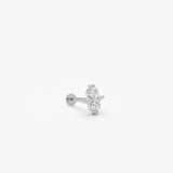 0.12 ctw 14K Gold Four Diamond Cluster Lab Grown Diamond Flat Back Stud - 14k White Gold