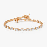 6.41 ctw 14K Gold Oval Lab Grown Diamond Tennis Bracelet 14k Rose Gold Ferko's Fine Jewelry