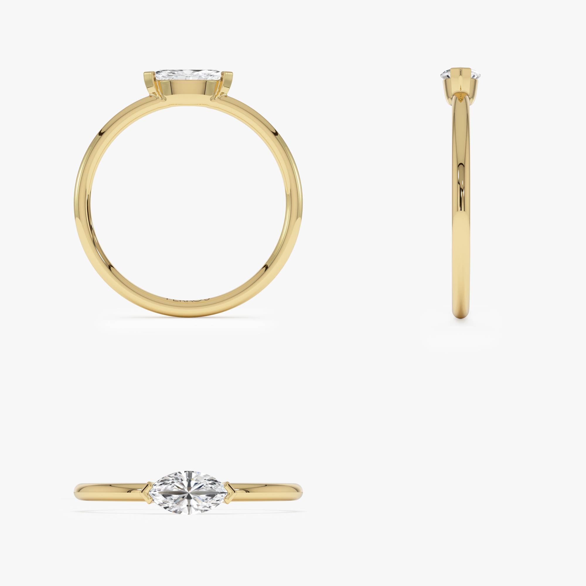 0.25 ctw 14K Gold Marquise Lab Grown Diamond East West Solitaire Ring Ferko's Fine Jewelry