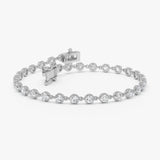 14K Gold Round Lab Grown Diamond Station Bracelet, Diamonds by the Yard - 14k White Gold