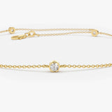 14K  Round Diamond Five Station Bracelet - 0.20 Ctw - 14k Gold, view 2