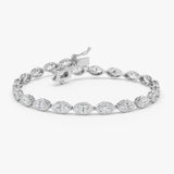 3.60 ctw 14K Gold Marquise Lab Grown Diamond Bezel Tennis Bracelet - 14k White Gold