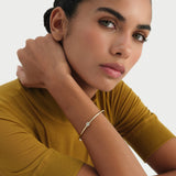 0.55 ctw 14K Gold Oval Lab Grown Diamond Bezel Bangle Bracelet, worn on model
