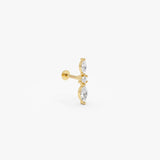0.16 ctw 14K Gold Marquise Lab Grown Diamond Flat Back Stud - 14k Gold, view 2
