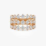 1.70 ctw 14K Gold Round Lab Grown Diamond Three Row Wide Band Ring Ferko's Fine Jewelry