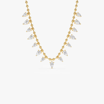 14K Gold Pear Lab Grown Diamond Beaded Chain Necklace - 1.95 ctw 14 Inches Ferko's Fine Jewelry