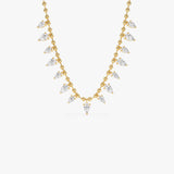 14K Gold Pear Lab Grown Diamond Beaded Chain Necklace - 1.95 ctw 14 Inches Ferko's Fine Jewelry