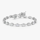 3.75 ctw 14K Gold Oval Lab Grown Diamond Bezel Tennis Bracelet - 14k White Gold