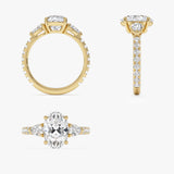 2.80 ctw 14K Gold Oval Shape Lab Grown Diamond Three Stone Engagement Ring Ferkos Fine Jewelry