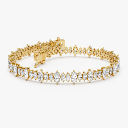 11.24 ctw 14K Gold Marquise Lab Grown Diamond Tennis Bracelet - 14k Gold