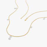 14K Gold Round Lab Grown Diamond Drilled Station Necklace - 0.80 ctw Ferkos Fine Jewelry