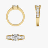2.45 ctw 14K Gold Round Lab Grown Diamond Baguette Engagement Ring Ferkos Fine Jewelry