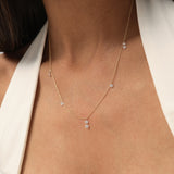14K Gold Round Lab Grown Diamond Drilled Station Necklace - 0.80 ctw Ferkos Fine Jewelry