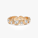 14K Pear and Round Lab Grown Diamond Wave Eternity Ring - 1.05 ctw Ferko's Fine Jewelry