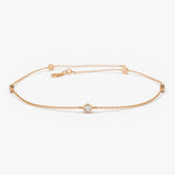 14K  Round Diamond Five Station Bracelet - 0.20 Ctw - 14k Rose Gold