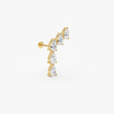 0.76 ctw 14K Gold Pear Lab Grown Diamond Curved Climber Flat Back Stud - 14k Gold, view 2
