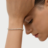 6.45 ctw 14K Gold Oval Lab Grown Diamond Tennis Bracelet, worn on model, view 4
