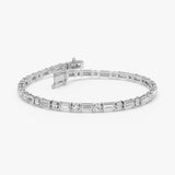 6.00 ctw 14K Gold Baguette & Round Lab Grown Diamond Tennis Bracelet - 14k White Gold