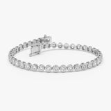 3.40 ctw 14K Gold Round Lab Grown Diamond Bezel Tennis Bracelet - 14k White Gold