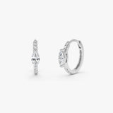 0.20 ctw 14K Gold Marquise Lab Grown Diamond Huggie Earring - 14k White Gold