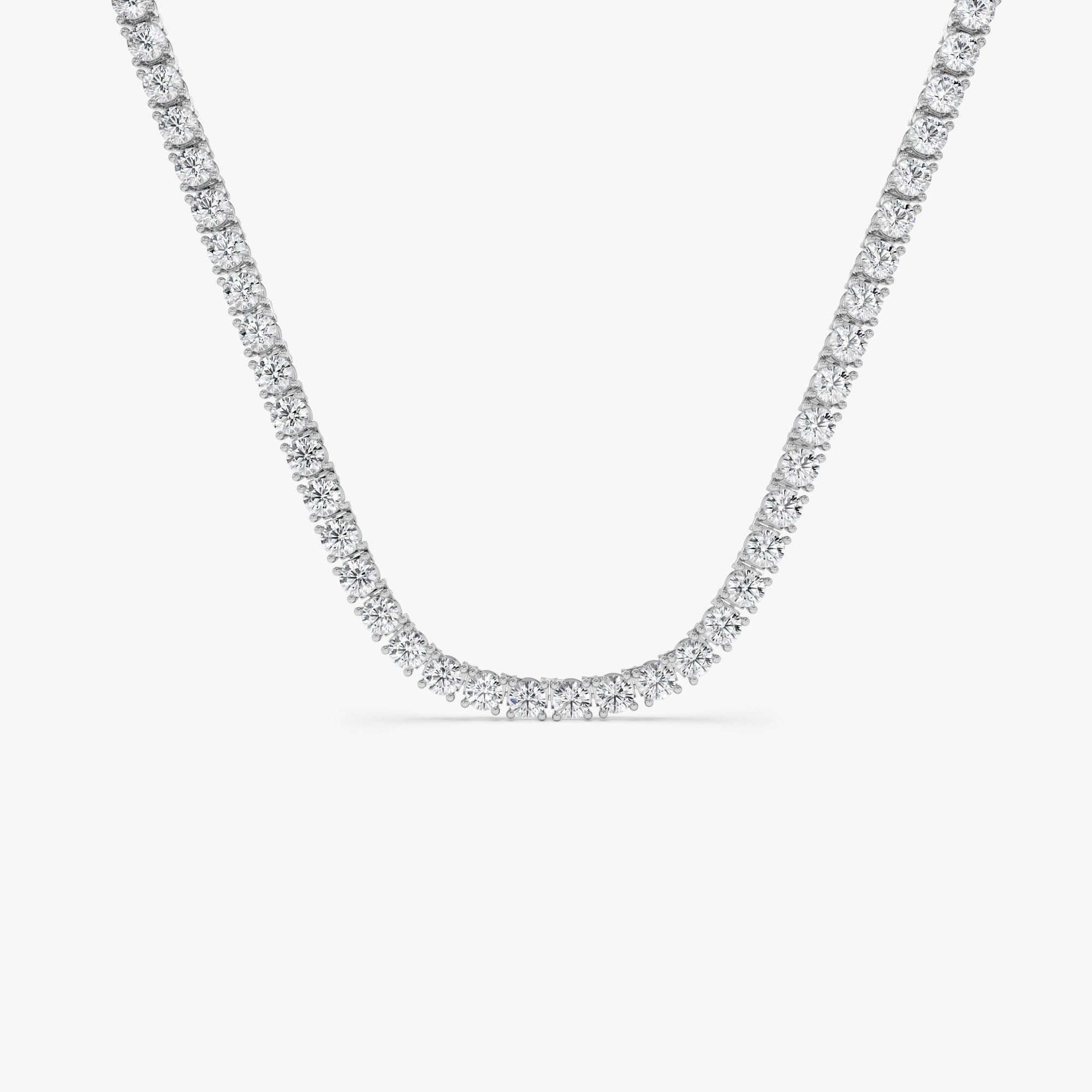 8.95 ctw 14K Round Lab Grown Diamond Classic Four Prong Tennis Necklace 14k White Gold Ferkos Fine Jewelry