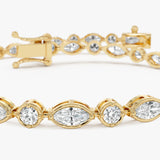 3.75 ctw 14K Gold Marquise Lab Grown Diamond Bezel Tennis Bracelet Ferko's Fine Jewelry