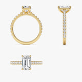1.95 ctw 14K Gold Emerald Cut Lab Grown Diamond Pave Engagement Ring Ferkos Fine Jewelry