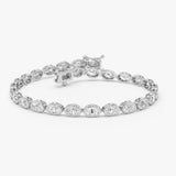 5.00 ctw 14K Gold Oval Lab Grown Diamond Bezel Tennis Bracelet - 14k White Gold
