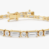 6.00 ctw 14K Gold Baguette & Round Lab Grown Diamond Tennis Bracelet - 14k Gold, view 3