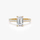 1.95 ctw 14K Gold Emerald Cut Lab Grown Diamond Pave Engagement Ring 14k Gold Ferkos Fine Jewelry