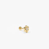 0.02 ctw 14K Gold Flower Lab Grown Diamond Internally Threaded Piercing Ferko's Fine Jewelry