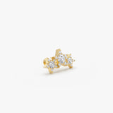 0.78 ctw 14K Gold Scattered Star Lab Grown Diamond Flat Back Piercing - 14k Gold, view 2