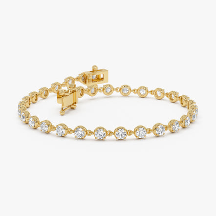 14K Gold Round Lab Grown Vintage Inspired Diamond Tennis Bracelet 14k Gold Ferkos Fine Jewelry