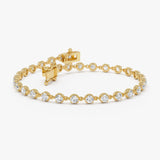 14K Gold Round Lab Grown Diamond Station Bracelet, Diamonds by the Yard - 14k Gold