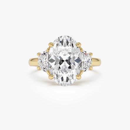 4.85 ctw 14K Gold Oval Lab Grown Diamond Three Stone Engagement Ring 14k Gold Ferko's Fine Jewelry