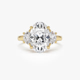 4.85 ctw 14K Gold Oval Lab Grown Diamond Three Stone Engagement Ring 14k Gold Ferko's Fine Jewelry